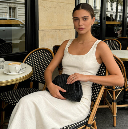 Aritenation Woven Clutch Purses for Women Evening Bag Elegant Ruched Dumpling Clutch PU Leather for Party Wedding