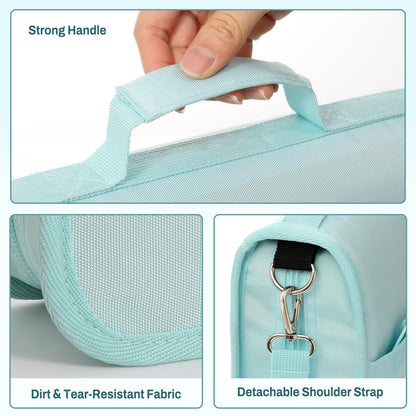 SUNEE Zipper Binder 3 Ring, 3 Inch O-Ring with Handle and Shoulder Strap, 600-Sheet Capacity, 5-Tab Expanding File Folder, Multi-Pockets for Middle School Organizer Binder with Zipper, Sky Blue
