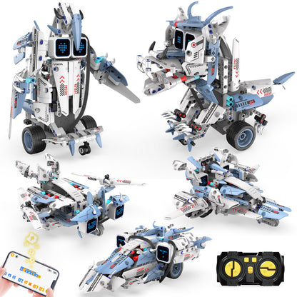 Ansnibe STEM Robot Building Sets for Kids Ages 6-16, 5-in-1 Remote Control and APP Robot Toys,343 Pcs DIY Building Science Educational Kit, Building Block Birthday Present for Teen Boys Girls