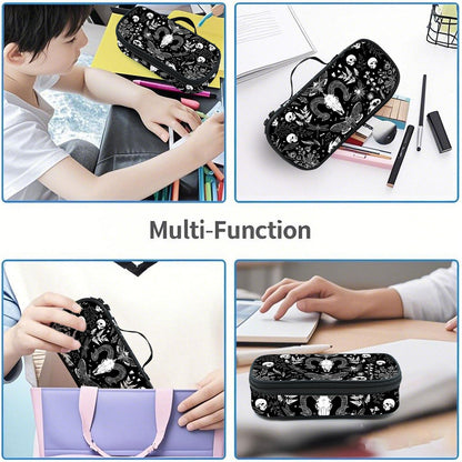 Droerfes Goth Magic Skull Pencil Case Pencil Pouch Large Capacity Pen Bag School Office Organizer Stationery Storage Box For Girls Boys Teen Kids
