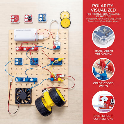 Hape Lab Box Circuit Explorer Base - 90+ Circuit Experiments STEM Toy for Kids Ages 8+, DIY Electronics Building Set, Science & Engineering Discovery Kit with 39 Pieces & Instruction Book
