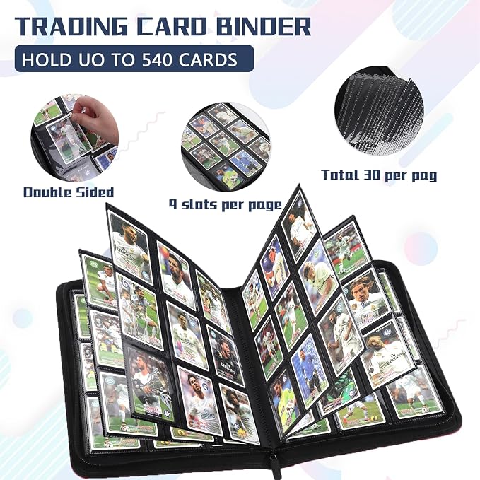 9 Pocket Card Binder,540 Pocket Trading Card Binders,Loading Pocket Collectible Card Album for MTG, TCG, Sport Card, Game Cards Navy Blue