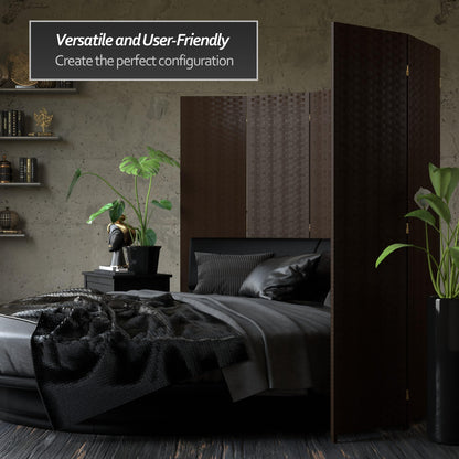 Red Lantern 6 ft. Tall Woven Fiber Room Divider, 3 Panels, Dark Mocha