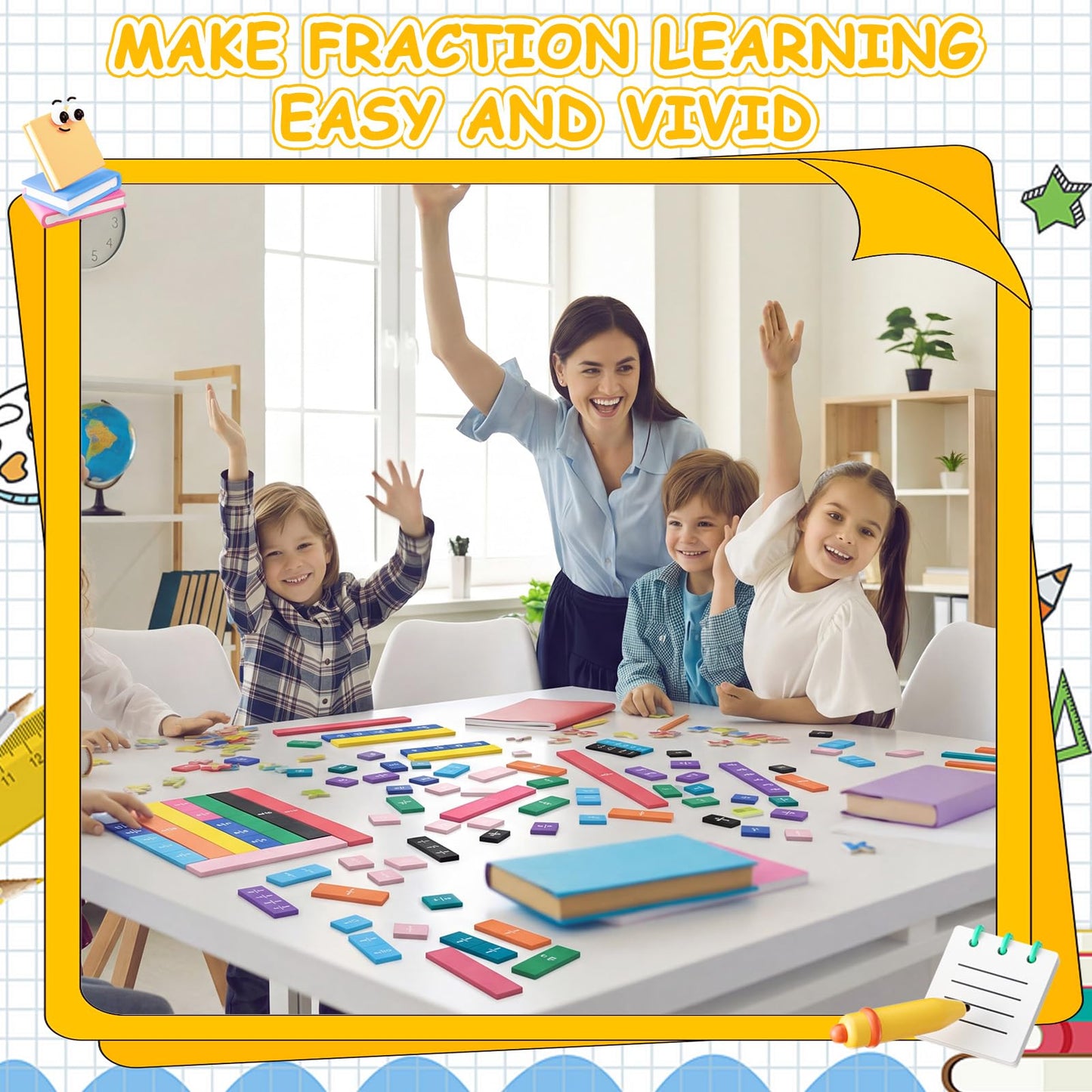 Sayglossy 20 Set Fraction Tiles Set for Math Classroom Rainbow Color Manipulatives Montessori Math Materials for Maths Classroom School Learning Educational Supplies