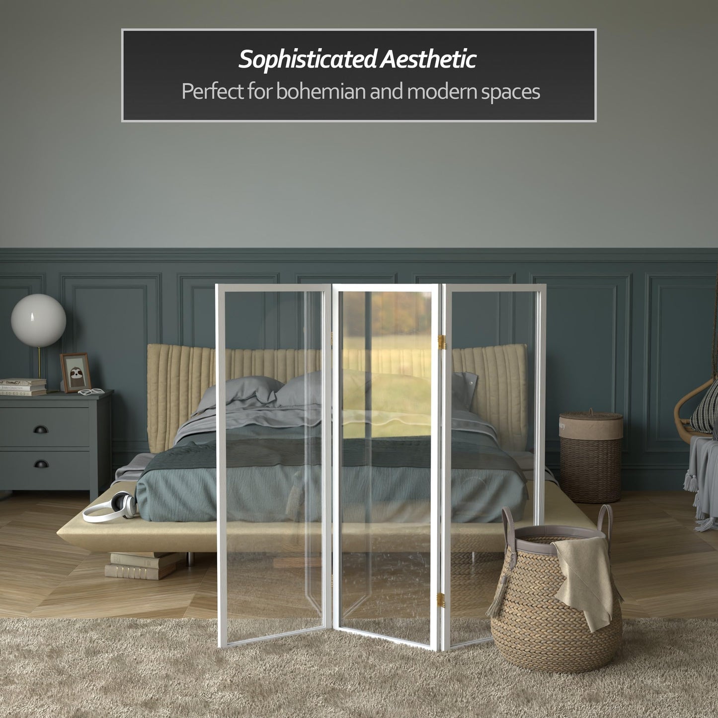 4 ft. Short Clear Plastic Partition White 3 Panel