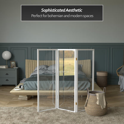 4 ft. Short Clear Plastic Partition White 3 Panel
