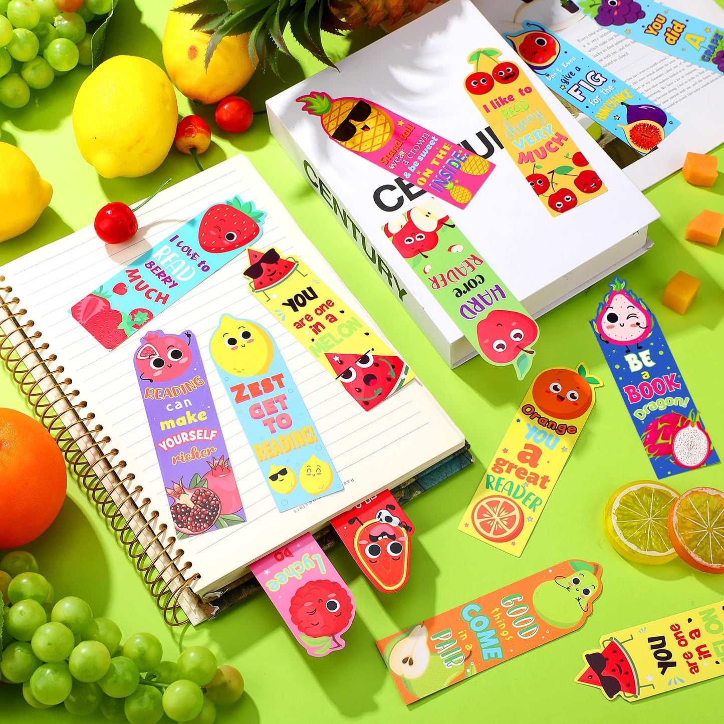 Fainne 250 Pcs Scented Bookmarks Kids Bulk Scratch and Sniff Bookmarks Fun Fruit Food Assorted Educational Bookmark for Students Teens Reader 25 Styles, 25 Scents