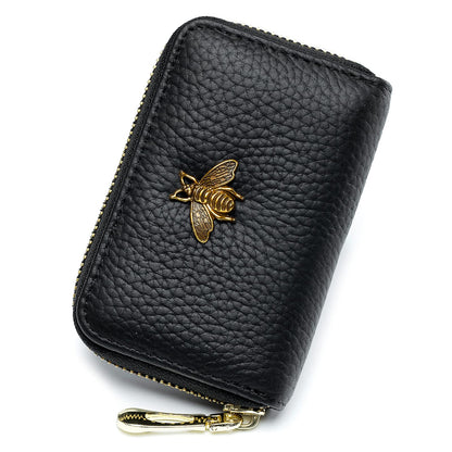 imeetu RFID Credit Card Holder, Small Leather Zipper Card Case Wallet for Women (Lite,Black)