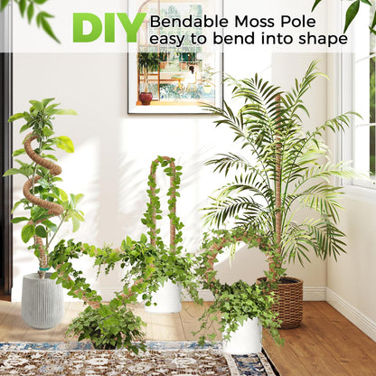 2 Pack Moss Pole Monstera Plant Support 63 Inch Bendable Monstera Support for Climbing Plants Extra Large Handmade Moss Poles Aluminum Plant Support Stakes Indoor Grow Upwards