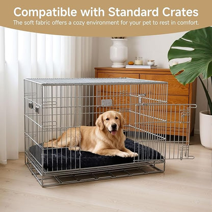 Washable Dog Bed Mat Crate Pad Soft Fluffy Pet Kennel Beds Dog Sleeping Mattress for Large Jumbo Medium Small Dogs, 42 x 28 Inch, Black