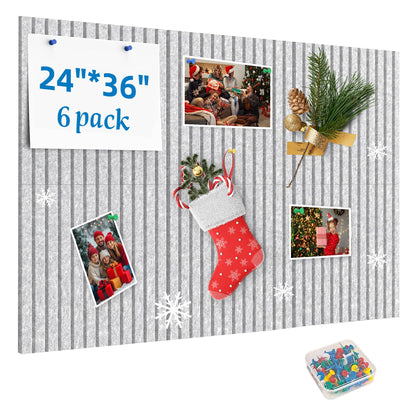 Yunihome Cork Board for Walls 36" x 24", 6 Pack Felt Bulletin Board Wall Tiles with 30 Push Pins for Home Kitchen School Office Wall DIY Decorative