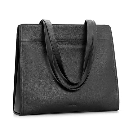 befen Genuine Leather Tote Bag for Women Work,Black Leather Tote Bag,Large Women's Zippered Shoulder Bags Purses Satchel Handbags with Top Handles Work Purse for Daily Travel
