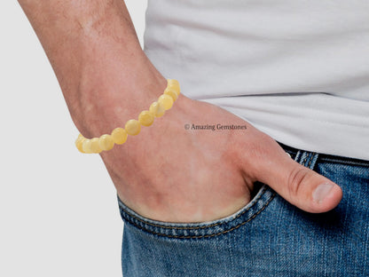 Amazing Gemstone Crystal Bracelet for Women Men's Gifts - Protection Healing Crystal Bracelet - 8mm Gemstone Beaded Stretchable Bracelet Pulseras Para Hombres Mujer Stocking Stuffers Mothers Day Gift (Yellow Calcite)