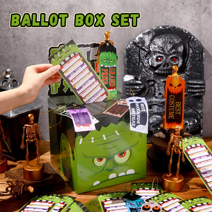 Seenelling 51 Pack Halloween Party Costume Contest Ballot Set Include Halloween Costume Contest Ballot Box, 40 Voting Ballots and 10 Award Ribbons for Cosplay Party(Monster)