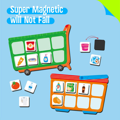 SpriteGru Magnetic Shopping List Game, Funny Spanish Groceries Matching Memory Game, Race to Collect Your Items Educational Toy for Boys & Girls at Home