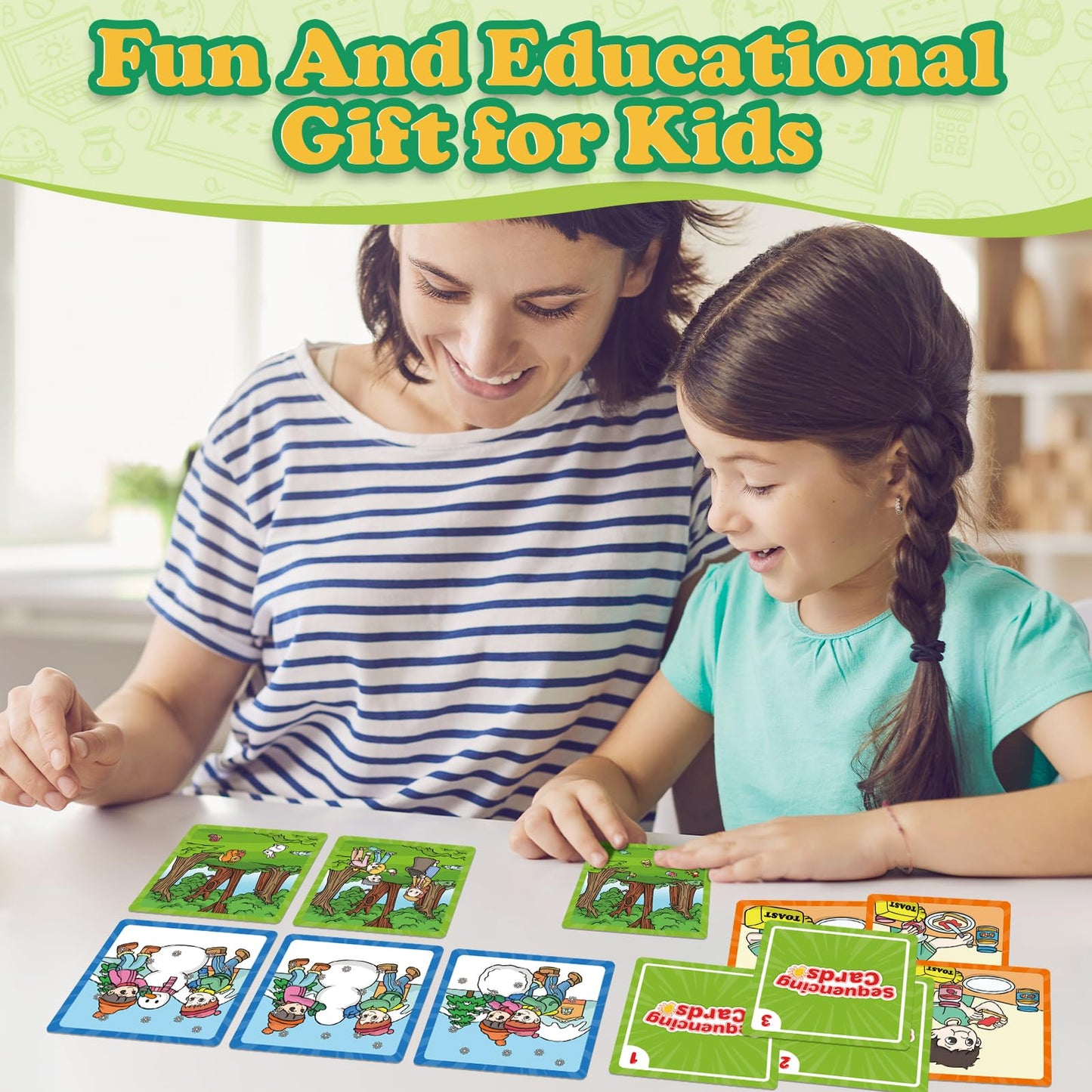 Kasfalci Sequencing Cards, Sequence Game for Kids, Speech Therapy Materials for Autism, Improve Storytelling,Social Skills, Sentence Building, Preschool Learning Activities for Classroom & Homeschool