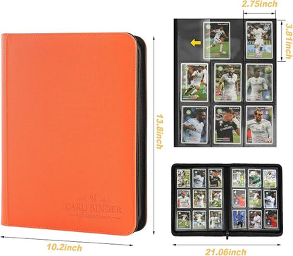 9 Pockets Card Binder,Premium Zip Trading Card Binder,540 Double Sided Pocket PU Collection Binder, Collector Album, Card Folder for MTG, TCG, Business Cards.(Hermes Orange)