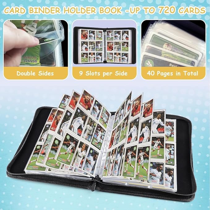 Card Binder for Cards Binder 9-Pocket,Compatible with Cards, 9-Pocket Pages Sleeves Hold up 720 Cards.Trading Card Binder with Sleeves，Card Holder Collector