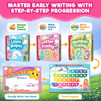 Doctor Jupiter Preschool Tracing Books for Toddlers, 3+ Year Old Kids |Learning Activity Books, Unicorn & Princess Educational Toys, 100+ Wipe Clean Preschool & Kindergarten Activities