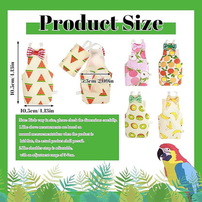 5 PCS Bird Diaper, Reusable Parrot Nappy Flight Suit Washable Pet Bird Diapers with Waterproof Inner Adjustable Straps for Parakeet Cockatiel Mini Macaw Budgie Lovebird Canary