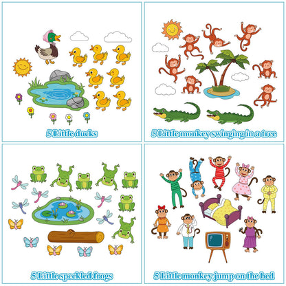 WovWeave 4 Set Felt Story Board Sets for Toddler Educational Storytelling Felt Book Board Stories for Preschool Learning Classroom Activity(Animals)