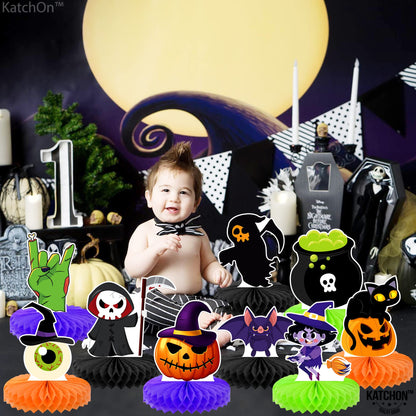KatchOn, Halloween Honeycomb Centerpieces - Pack of 9 | Halloween Party Table Decorations | Halloween Party Table Centerpieces for Kids Halloween Birthday Party Decorations | Halloween Table Décor