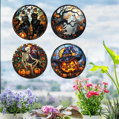 WBQMUNY 4 Styles Halloween Window Stickers,Black Cat Bat Pumpkin Witch Window Clings Decals for Halloween Party Decoration Glass Window Indoor and Outdoor Home Decor (SMJD058)