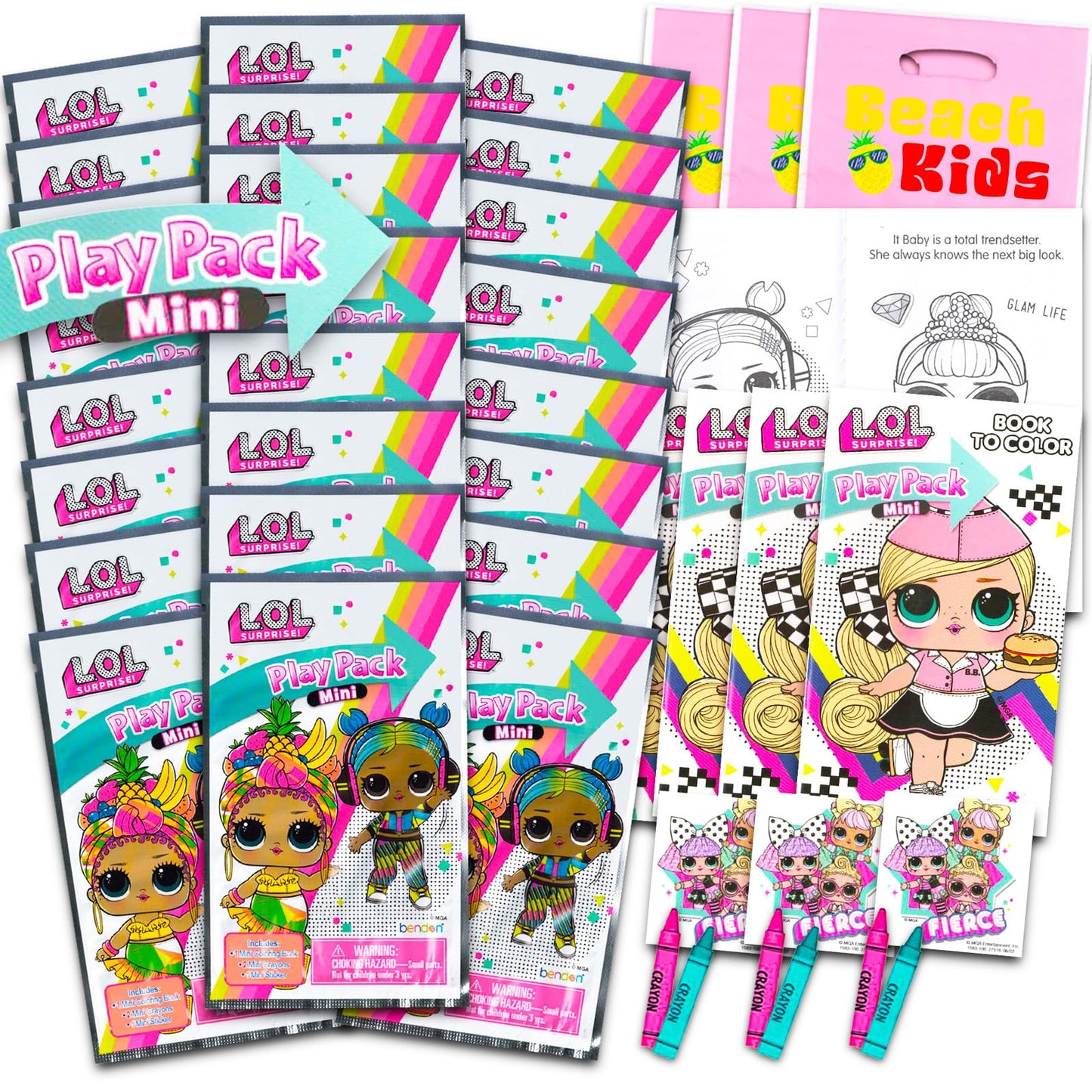 LOL Surprise Mini Party Favors Set for Kids - Bundle with 24 Mini Grab n Go Play Packs with Coloring Pages, Stickers and More | LOL Surprise Birthday Party Supplies