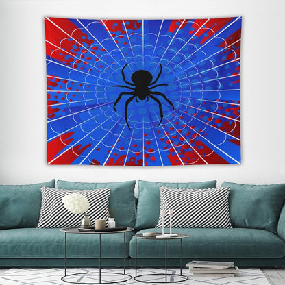 Spider Web Tapestry,Blue and Red Design Spider Web Tapestry for Boys Girls Teens,Modern Art Print Tapestry Wall Hanging Home Décor for Game Room Play Room Bedroom Living Room 80" x 60"