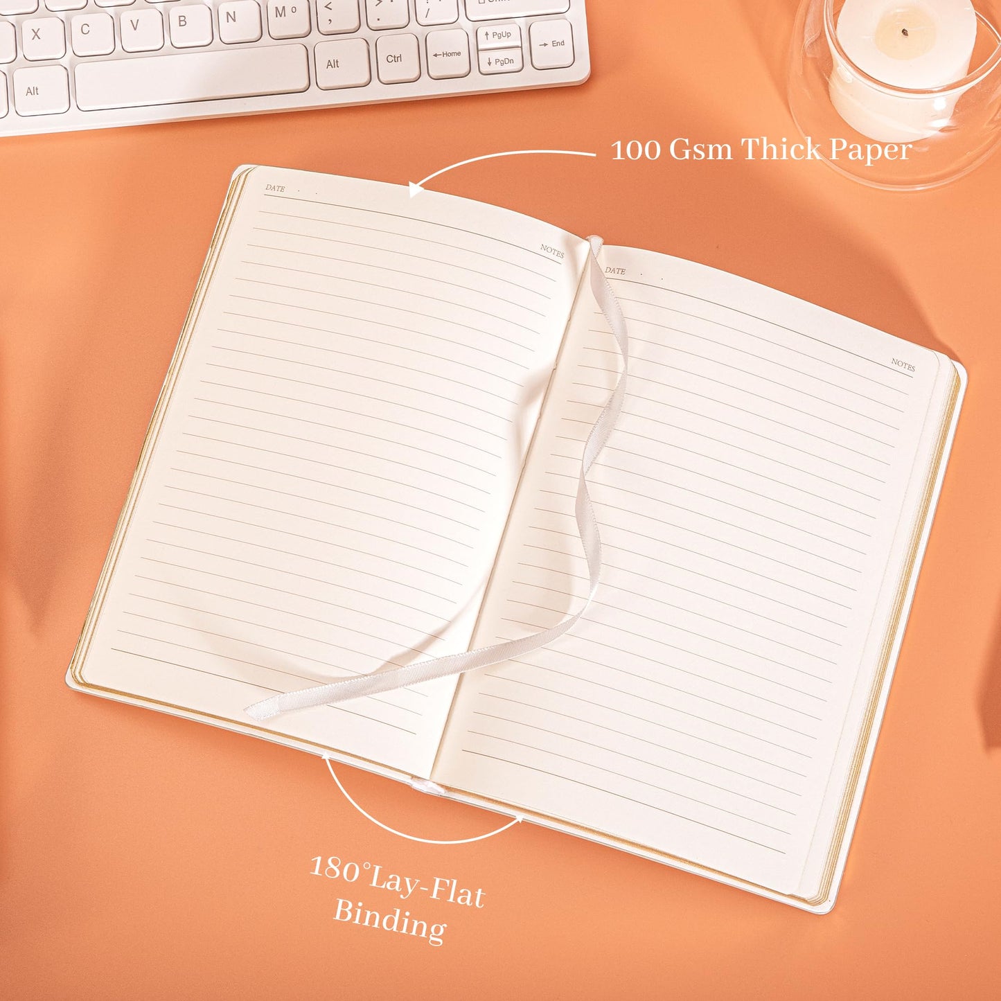 CAGIE Lined Journal Notebook for Women and Girls 256 Pages Cute Diary with Heart-Shaped Leather Journals for Writing A5 Soft Cover Notebooks for Work School (05 Moon Ash, A5)