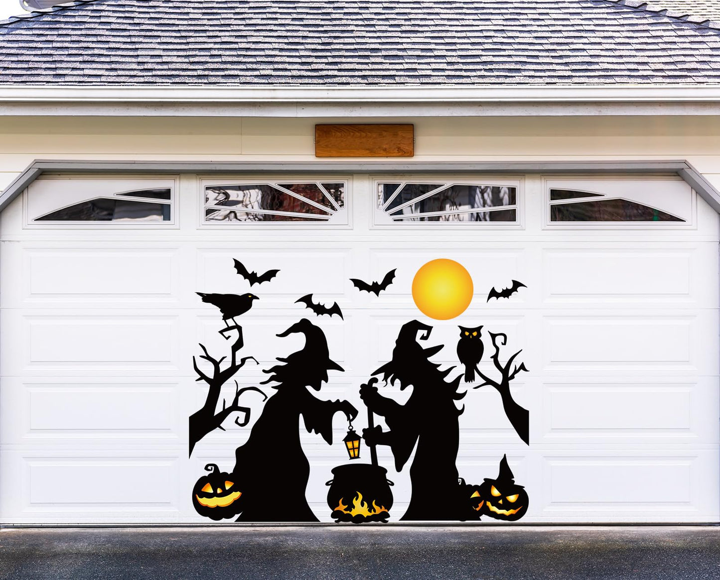 JarThenaAMCS 17Pcs Halloween Witch Garage Decoration Magnet Stickers Withered Tree Pumpkin Bat Refrigerator Decals for Hocus Pocus Party Home Door Car Decor