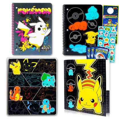Pokemon School Supplies Set - Bundle with Binder, Composition Notebook, 2 Portfolio Folders, Stickers, More | Pokemon School Supplies Pack for Boys, Kids