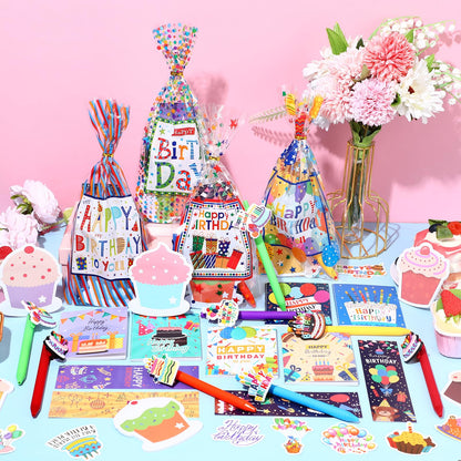 Saypacck 194 Pcs Birthday Return Gifts Birthday Classroom Stationery Party Favors Includes Notebook Ballpoint Pen Bookmark Sticky Notes Goodie Bag Stuffers Gifts School Student Rewards Prize