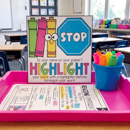Sabary Classroom Management Tools Highlight Your Name Station No Name Reminder Complete Turn-in Station Kit Teacher Essentials Preschool Elementary Classroom Back to School Student Organization