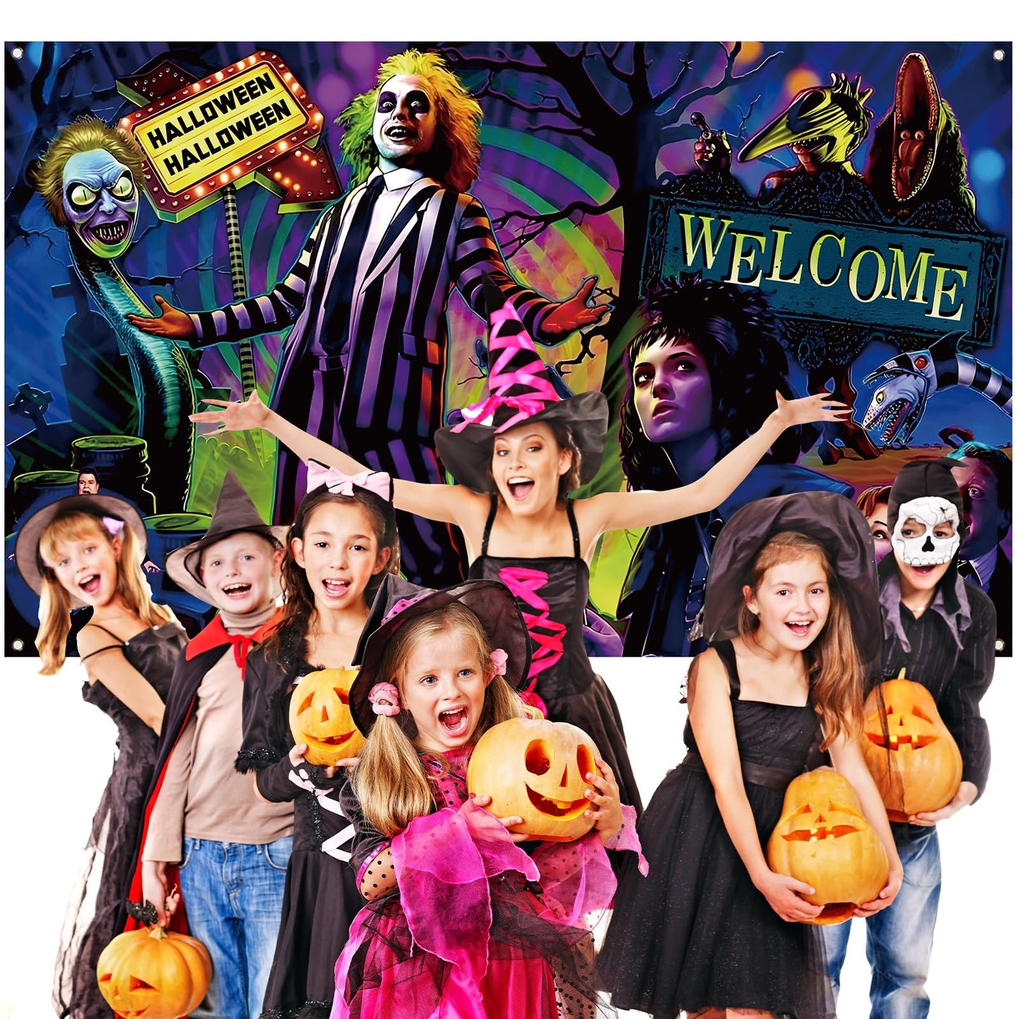 Happy Birthday Photo Backdrop Halloween Wall Banner Halloween Party Decorations and Supplies for Home