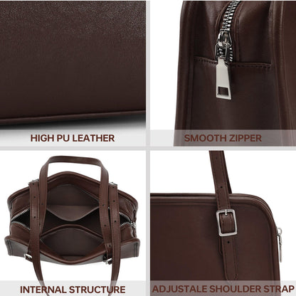 Goinsound Swing Zip Shoulder Bag Small Swing Purses Bowler Bag Brown Shoulder Bags for Women with Adjustable Strap
