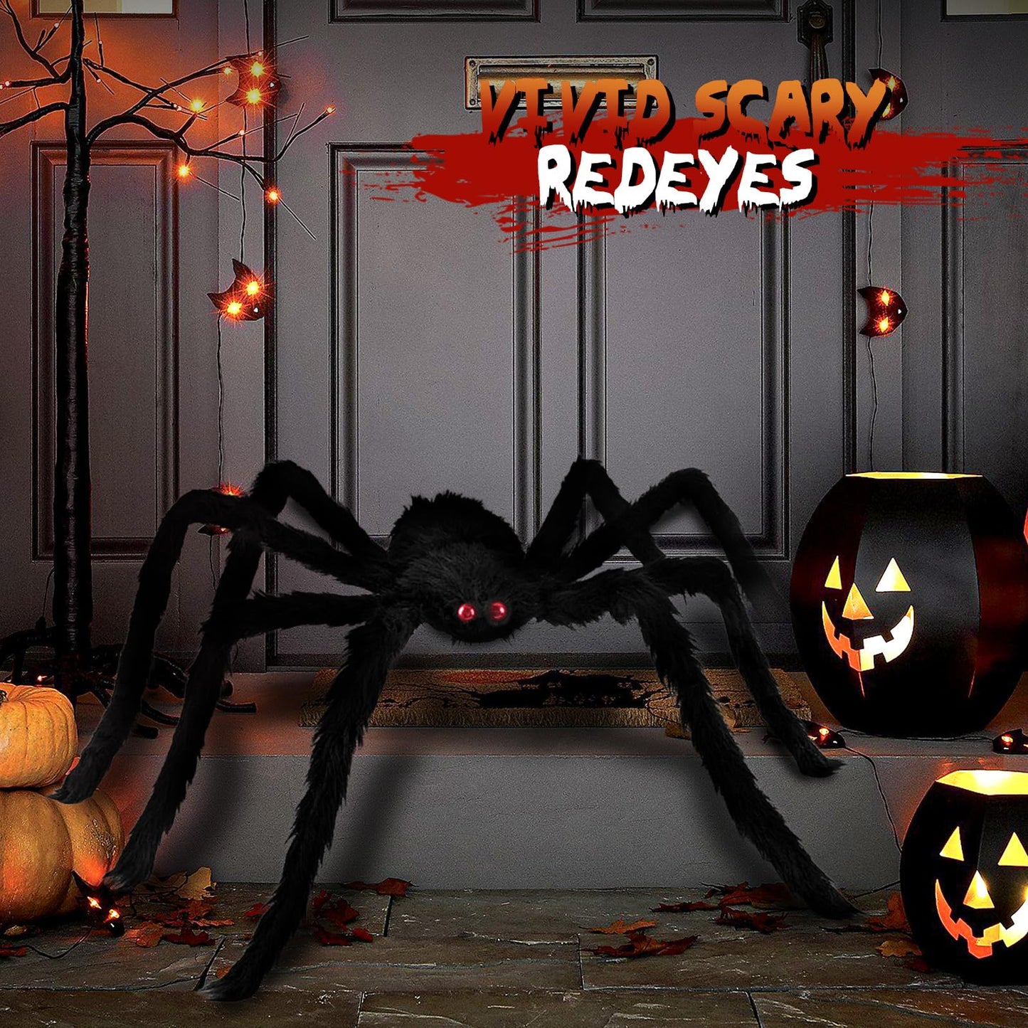 Giant Spider 6.6 Ft, 78" Halloween Decorations Fake Halloween Decor Spiders Large, Furry Spiders for Outdoor Indoor Yard Home Costumes Party House Décor, 1 Pack