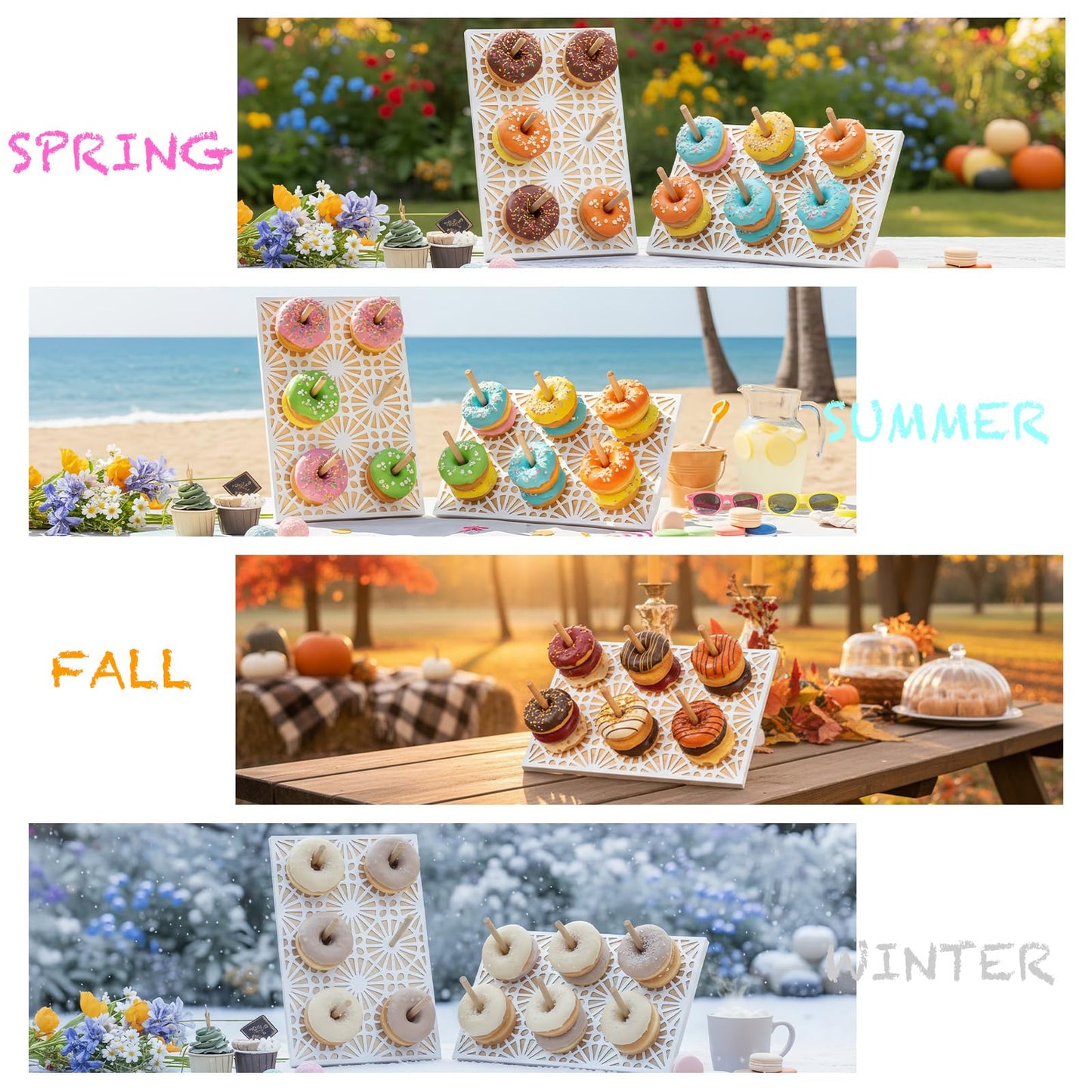 WOPARTY Donut Wall Stand,Doughnut Display Stand,Bagel Holder for Party, Dessert Table,Birthday, Wedding, Baby Shower, Bridal Showers,Party Supplies（Rectangular）