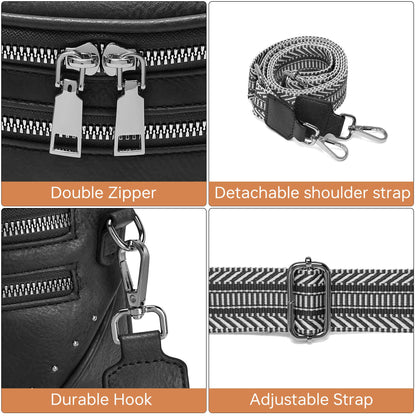 Goinsound Crossbody Bags for Women PU Leather Fanny Packs for Women Trendy Bum Bag with Adjustable Strap