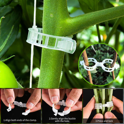 HFXXAD 500Pcs Tomato Clips & Tomato Support j Hooks Plastic Trellis Clips Adjustable Tomato Vine Garden Clips to Prevent Tomatoes Falling Off
