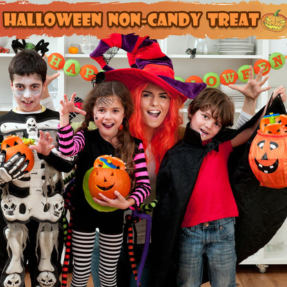 Halloween Treats Non Candy for Kids 6 Pack, Wind Up Pumpkin Spinning Tops Toys Gifts for Toddlers, Halloween Boo Basket Bucket Goodie Bag Stuffer School Party Favors Prizes Trinket for Boys Girls