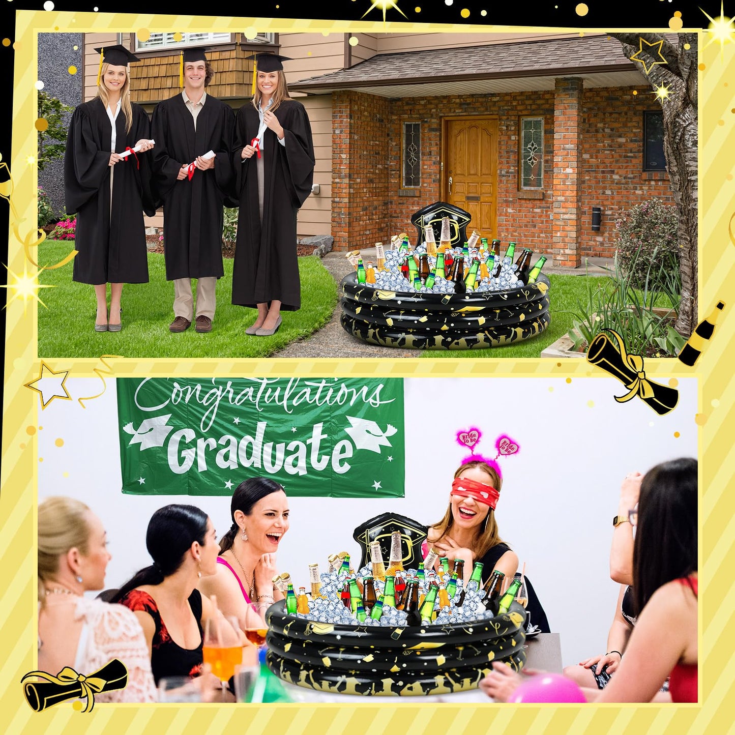 Silipull 2 Pack Graduation Inflatable Party Cooler 2026 Graduation Decorations Inflatable Drink Cooler Bar Centerpiece 14 x 29 Inch for Beverage Picnic Pool Grad Outdoor Party