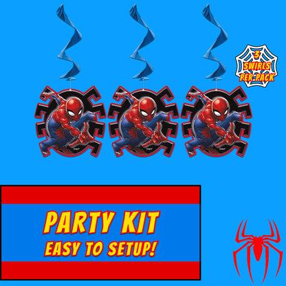 Unique Spider-Man Party Decorations | Swirl Decor Set | Officially Licensed | Jointed Banner and Hanging Swirls | Birthday Decor For Kids, Photo Backdrops, Party Rooms