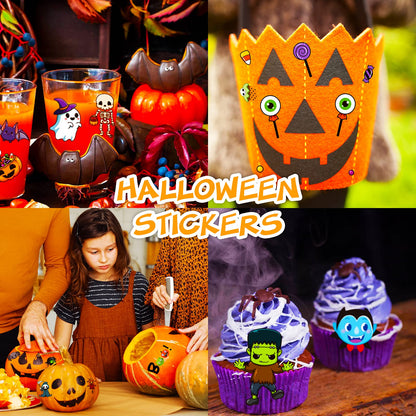 kortes 100-Sheets Kids Halloween Stickers Over 1320pcs, Vinyl Waterproof Halloween Pumpkin Stickers for Kids Halloween Party Favors