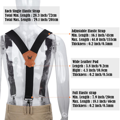 WELKINLAND Y-Back Elastic Suspenders, Heavy-Duty Mens Suspenders For Jeans, 2"-Wide Work Suspender W/Rugged Hooks, Suspender For Men Heavy Duty Hooks Belt Loop