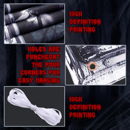 Fanfanwin 3 Pcs Halloween Window Door Covers Set Halloween Scary Window Curtain and Door Cover Spooky Silhouette Props Poster for House Decor(Female Ghost)