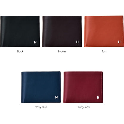 HELMBROOK London Wallet for Men, Slim Minimalist RFID Full Grain Leather, Handcrafted Bifold, 6 Card Slots, Gift Box Pouch, Christmas Birthday, Tan