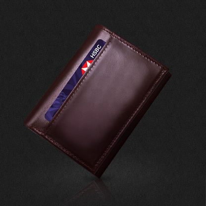 WULOUJIE Men's Trifold Leather Wallet, RFID Blocking Genuine Leather Wallet with 11 Card Slots, Tri Fold Wallet for Men（brown） (brown) (brown)
