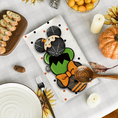 Flaircave Funny Halloween Kitchen Towels Decorative Set Cartoon Mouse Dish Towels Spooky Spider Web Party Decor Halloween Decorations for Home Party Door