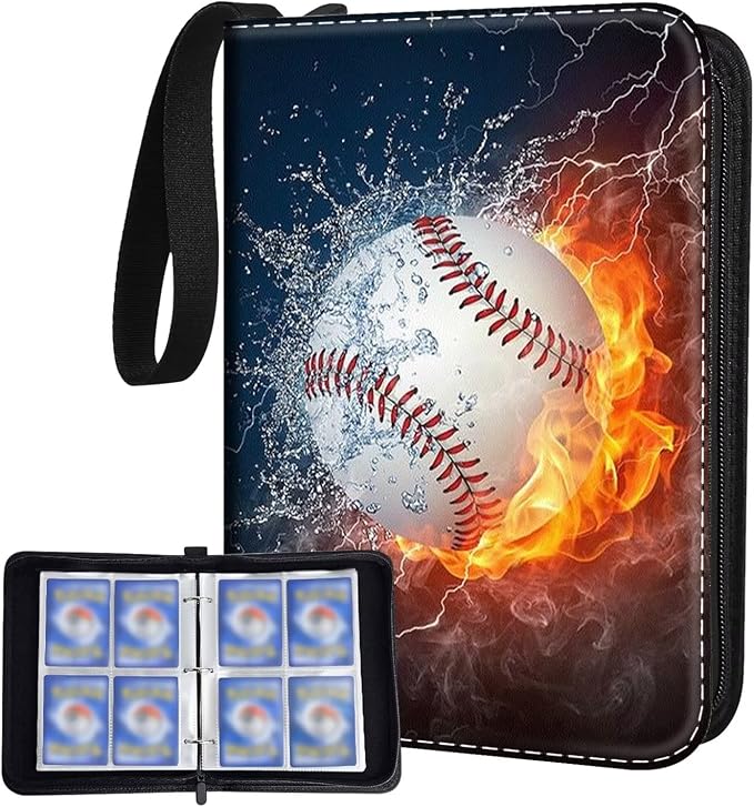 Baseball Card Binder Holder 480 Pockets with 60 Removable Sleeves, Portable Sports Trading Cards Binder Album Collector Organizer Protectors with Zipper,Waterproof